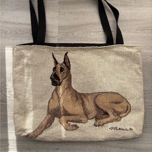 VTG Linda Picken Great Dane Dog Tapestry Tote Bag rare